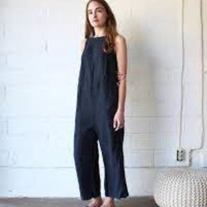 Esby Apparel Allison Cropped Jumpsuit - Almost Black - Size medium